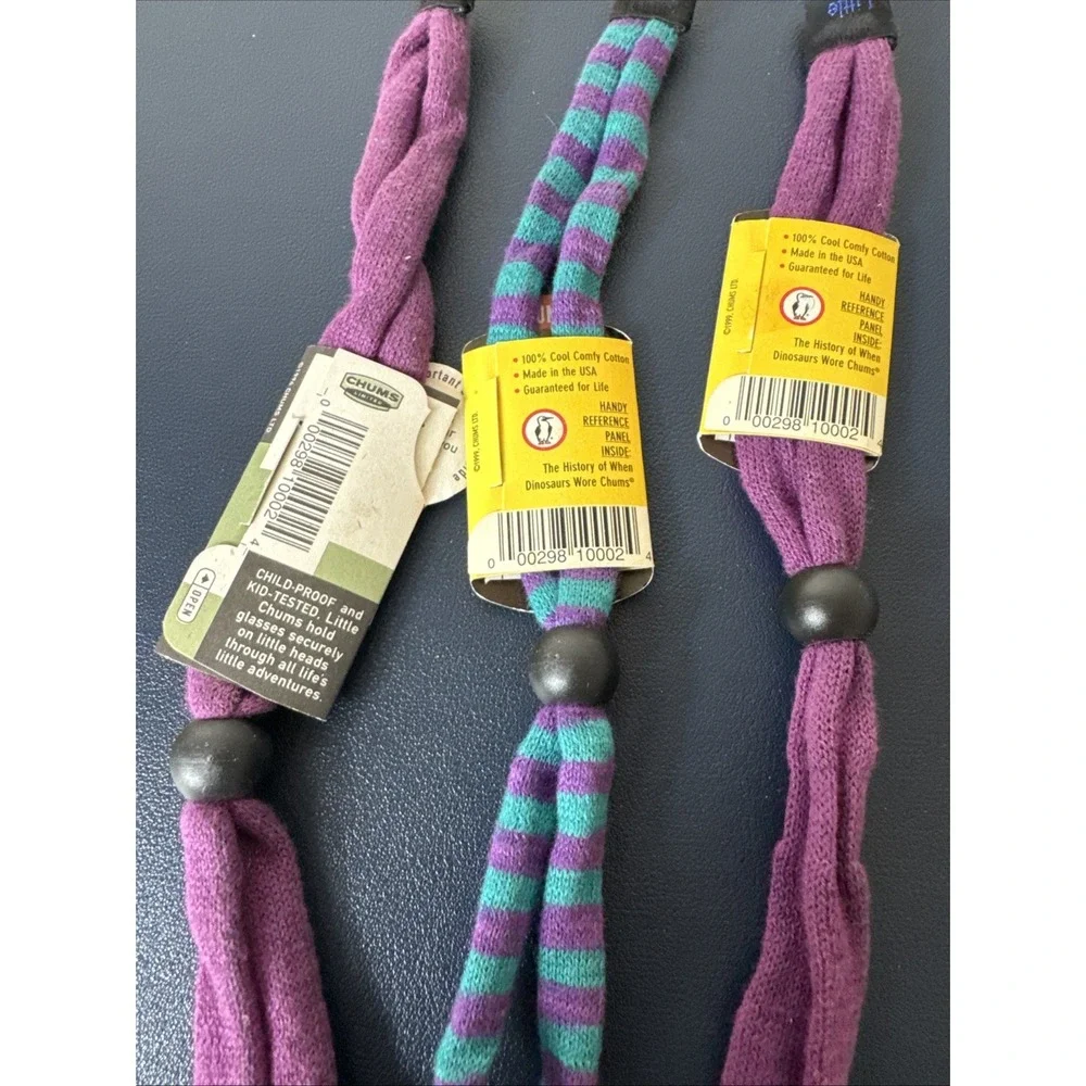 Chums LIttle Chums Eyeglasses Retainer Cord 3‎ Pack Blue Purple New 0847